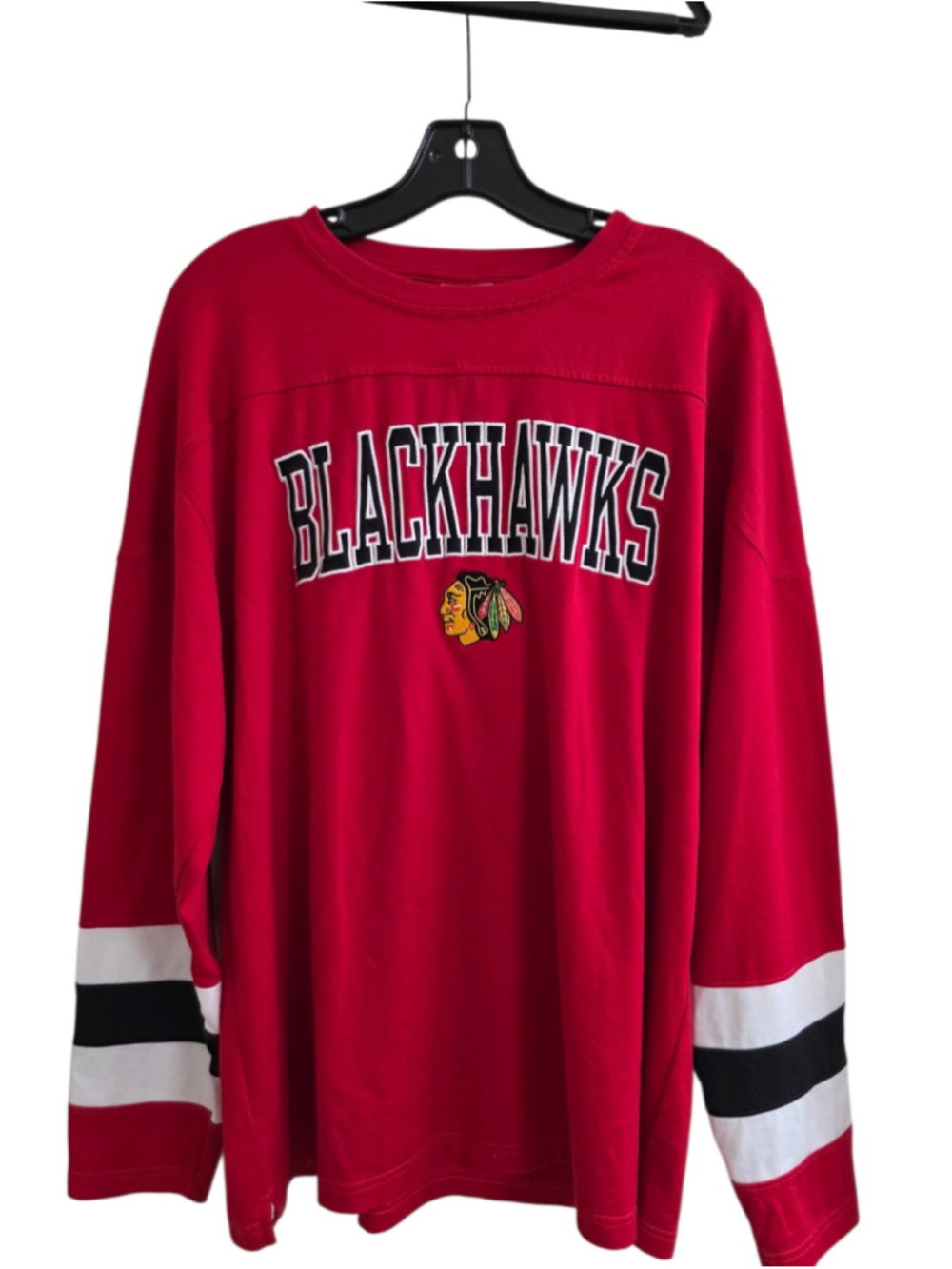 Men's Chicago Blackhawks NHL Jersey Shirt Size L Red Black